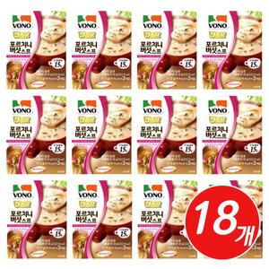 가벼운 아침 식사대용 보노스프 포르치니버섯 3개입 x 18개 대용량 학생 컵스프 중년 직장인 노인 간식 회