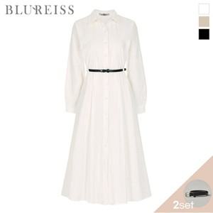 [블루레이스] 벨트핏셔츠카라핀턱롱원피스_B5S1OP3041