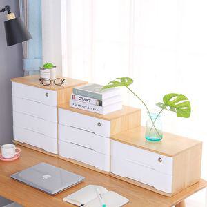 잘생쁨 지류 보관함 책상 정리 원목 수납함 서랍형 자물쇠 여러 겹 위에 수납장 A4 용지