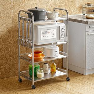 3단 와이드 스텐 트롤리 세탁실 수납장 바퀴달린 선반 이동식 트레이 바퀴 세탁실 정리
