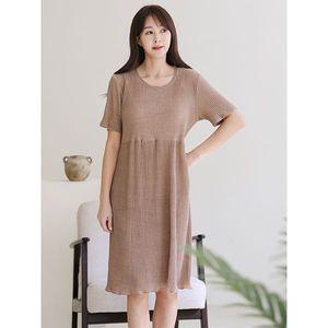 [엄마옷드리다] 여성 여름 플리츠 빅사이즈 반팔 홈웨어 이지 원피스 40 50대 미시 중년여성 .._P395442231