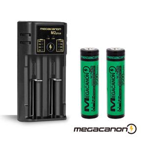 메가캐논 M2-PLUS 1개 + 18650 MJ1 3500mAh 2개 세트상품 MEGACANON 3500 대용량 KC