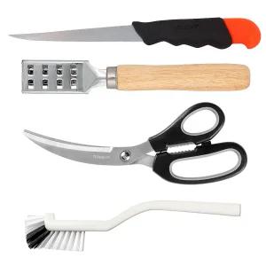 생선 손질 도구 세트 낚시용 칼 가위 비늘치기 솔 구성 피빼기 지느러미 제거
