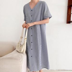 빅사이즈 507 블랙단추브이카라원피스 DBSU926