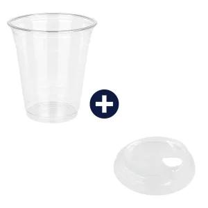 420ml 14온스 98파이 1회용투명컵 아이스음료컵 아이스컵 물방울 리드 세트 100개