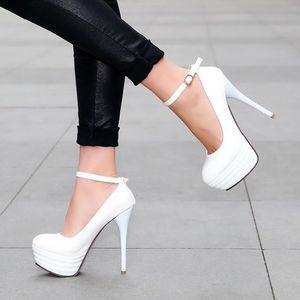 13cm킬힐 빅사이즈 플랫폼 펌프스 스틸레토 가죽 구두 페이턴트 하이힐 가보시 라운드