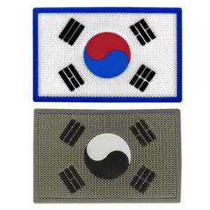 태극기 군인 양면 실리콘 약장 군대 전투복 패치 벨크로 뱃지 가방 와펜
