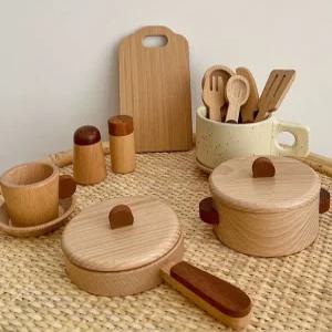 원목 주방 놀이 세트 가스레인지 우드 재질 조리도구 자르기 놀이