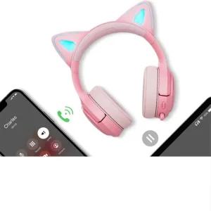 고양이 헤드셋 초등 학생 청력 보호 게이밍 블루투스 헤드셋(M17/USB유선버전)-핑크