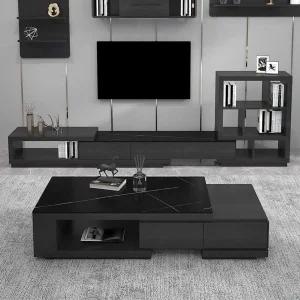 서랍형 거실테이블 낮은 길이 조절 티비장 티비 선반 거실테이블(1.2x0.6x0.4m)/블랙