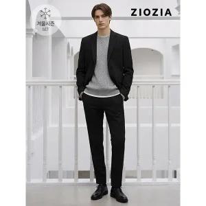 [지오지아] 블랙 스트레치 캐주얼 셋업 수트 (AAD4KG1601_AAD4PP1601_BK)