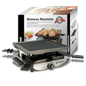리버서블 캐스트 알루미늄 그릴 상단이 있는 스위스마르 제네바 라클렛 - 야외 및 실내 전기 & 그릴러에 적합 바비큐 본딩 4인용