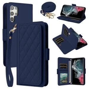 Dibosom 삼성 갤럭시 호환 S24 울트라 5G 아가일 지갑 케이스 손목어깨끈 카드 슬롯 플립 지갑 카드 홀더