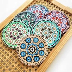 6개세트) 원형 컵받침대 커피잔받침 홈파티 컵코스터 컵받침대 커피숍 잔받침 컵받침홀더