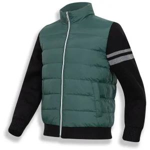 [디바옴므]오리털 패딩 배색 니트 집업 하이넥 경량 점퍼 골프 자켓 스포츠