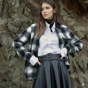 [지오스피릿] 여성 캐시미어 블렌디드 패딩 체크 코트 4종 택1