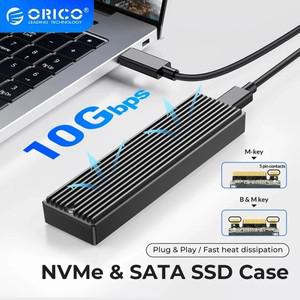 ORICO 10Gbps M.2 NVMe SSD 인클로저 알루미늄 타입 C USB 3.2 Gen2 툴리스 to 어댑터 (PCIe 및 SATA