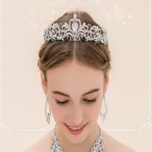 사러왕웨딩왕관 셀프웨딩 티아라 악세사리 브라이덜샤워 티아라 돌잔치 파티 대회 큐빅 왕관 스냅사진