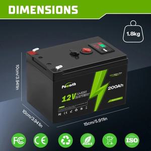 12V 200Ah 리튬 LiFePO4 딥 사이클 배터리 호환용 태양광/풍력 발전용 4000 충전식 소형  조명 등