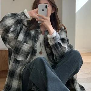 [코코블랑] 도어 체크 루즈핏 셔츠