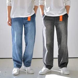 밍크기모 중년남성 겨울 작업복 청바지 통큰 밴딩데님