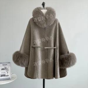 롱코트 울 뉴 캐시미어 모직코트 밍크 겨울 고급 여우털