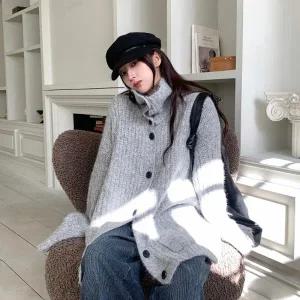 [다잇템] 여자 롱 빅사이즈 하아넥 무지컬러 스웨터 가디건