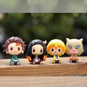 4개/대 애니메이션 악마 슬레이어 Kimetsu No Yaiba 피규어 Q Posket Kamado Tanjirou Agatsuma Figure Toy
