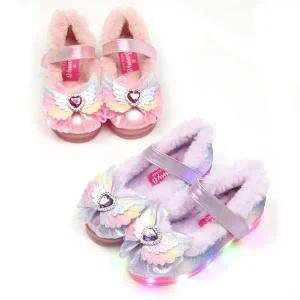 [보리보리/앙쥬]여아구두 유아 키즈 mm더블천사털LED 아동털플랫슈즈wd 140-190mm