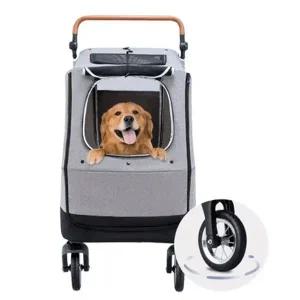 고품질 강아지 4륜 낮은 유모차 그레이 1P 대형견 분리형 대형견유...
