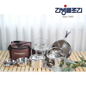 트렌디 코펠 4인 세트 / 인덕션 캠핑용 스텐 스텐레스 그릇 식기 코펠 세트