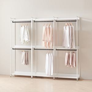 동서가구 디넬 시스템행거 철제 조립식 2400 드레스룸 2단 행거 세트 DF924841