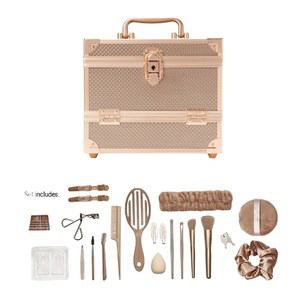 Conair 100피스 코스메틱 확장형 선반 메이크업 트레인 케이스 정리함, 브론즈, 1개들이 (1팩)