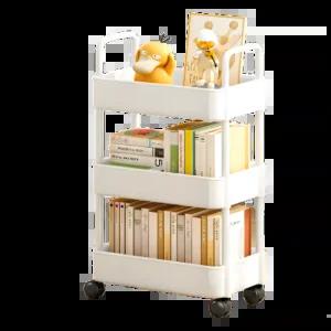 리브온 틈새 수납 정리대 트롤리 + 바퀴 + 걸이 + 스티커, 화이트 3단, 36 x 24 x 69 cm