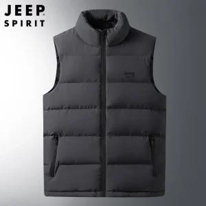 JEEP SPIRIT 가벼운 보온 스탠드칼라 베스트 남녀공용 두꺼운 면 패딩 조끼