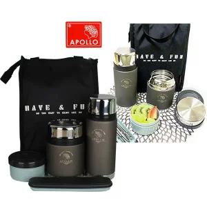 국산 아폴로 보온도시락+보온병세트 APL-2200 보냉병 보온밥통 죽통 수능도시락 국통