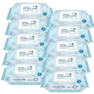 누리케어 자연분해 친환경 주방 행주 물티슈 주방티슈 베이킹소다 세정 세균 청소 70매 X 10개
