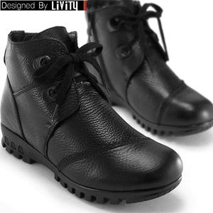 LIVITY 천연 통가죽 최고급 고무창 끈형 반목 여성 털방한화 A0061 50종택일