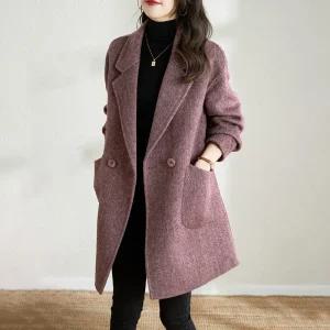 스타일아유 여성 겨울 기본 하프 코트 양모 캐시미어 오버핏 모직코트 울 오피스 아우터 LC0039