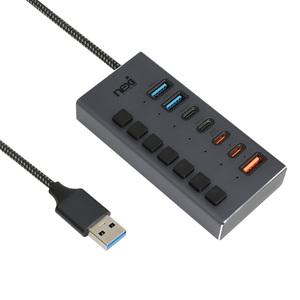 220V 유전원 USB3.0 C타입 2포트 충전 개별 스위치 충전용 20W PD /USB 허브 7포트 NX1411