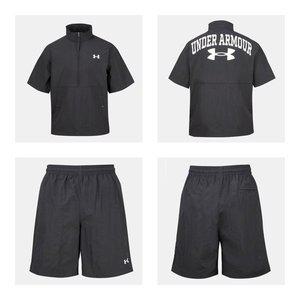 [언더아머](대전신세계)6007565-001 6007566-001 블랙  APAC 우븐 아노락 반바지 트레이닝복 세트 (상의...
