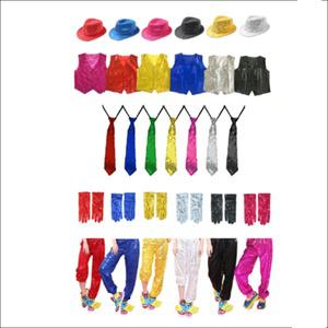 스팽글 무대의상 5종 세트(모자 넥타이 장갑 조끼 바지)반짝이옷 단체