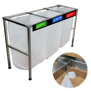 이지클립 컴팩트 3단 스텐레스 분리수거함 아파트 쓰레기 분리수거대 마대걸이