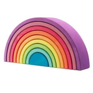 오카모라 레인보우 9피스 스태커 원목 블럭 발도르프 교구 퍼플