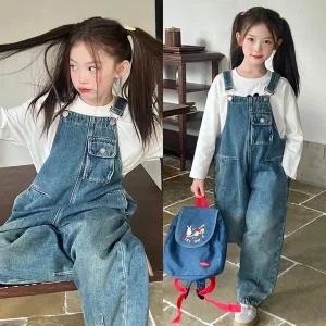 [삐삐네옷가게]여아 주니어 포켓데님 멜빵 청바지