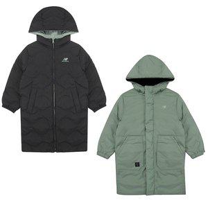 [뉴발란스] 키즈 리버서블 롱 패딩 경량 점퍼 집업 다운 자켓 블랙카키 NK9QD4104U-19