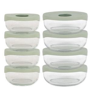 글라스락 스팀 밥보관용기(4개)+국보관용기(4개) 햇밥세트 쿠킹볼 전자렌지그릇 내열유리볼 밥용기 국용기