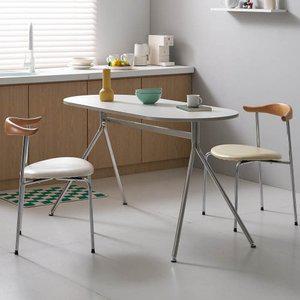 스테인리스 이지 라운드 식탁 테이블 1400x600 4인용 식탁 탁자 카페 거실 티 테이블