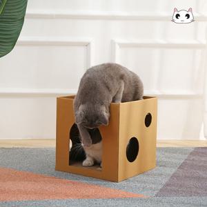 고양이 종이 스크래쳐 숨숨집 40cm 은신처 박스형 하우스 스트레스 해소