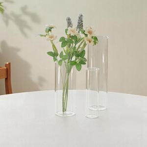 유리화병 투명 꽃병 일자 글라스 인테리어 홈카페소품 내열유리
